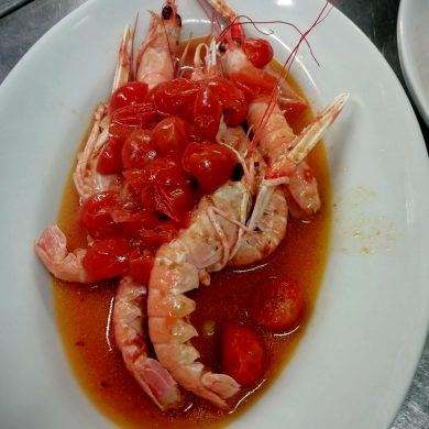 Scampetto All arrabbiata Ristorante Chalet Lido Nordest Ristorante Di Pesce Pizzeria Spiaggia Mare Grottammare San Benedetto Del Tronto Ascoli Piceno Marche