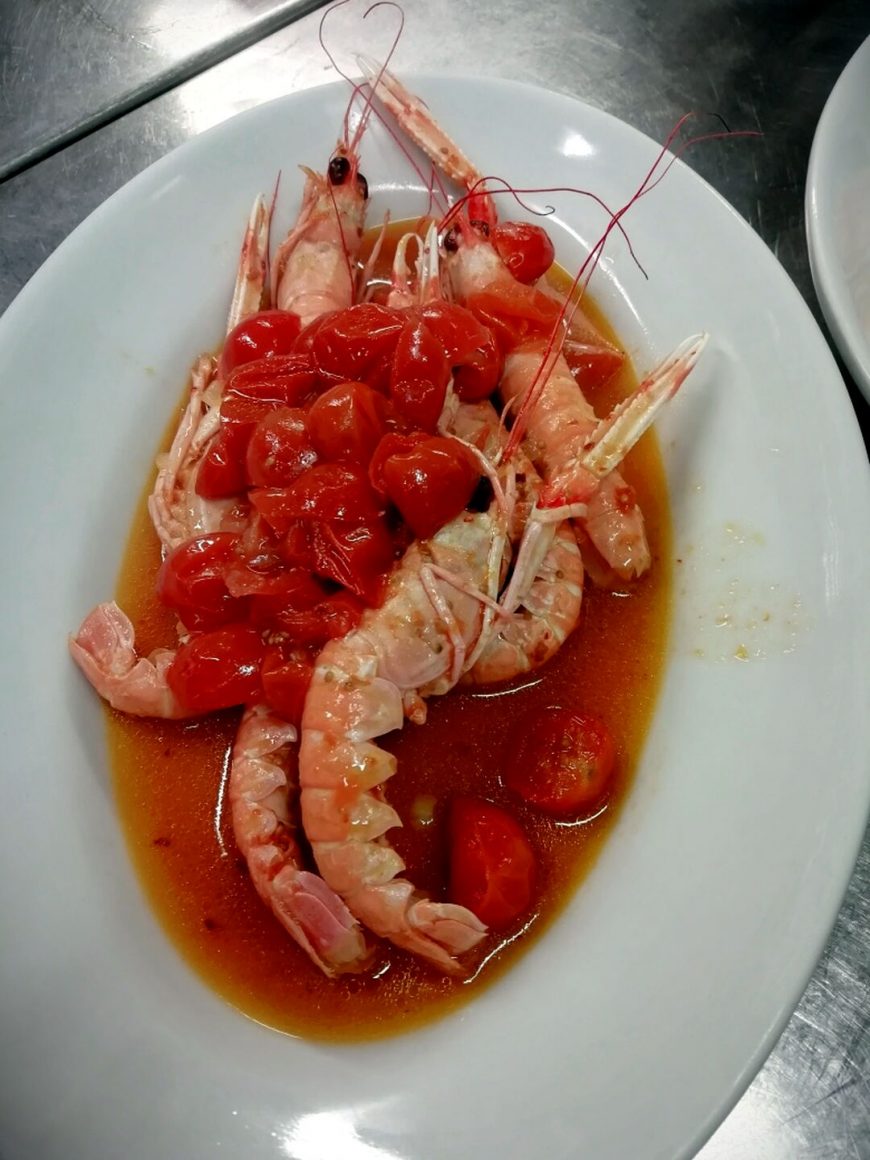 Scampetto All arrabbiata Ristorante Chalet Lido Nordest Ristorante Di Pesce Pizzeria Spiaggia Mare Grottammare San Benedetto Del Tronto Ascoli Piceno Marche