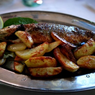 Spigola Con Le Patate Ristorante Chalet Lido Nordest Ristorante Di Pesce Pizzeria Spiaggia Mare Grottammare San Benedetto Del Tronto Ascoli Piceno Marche 1